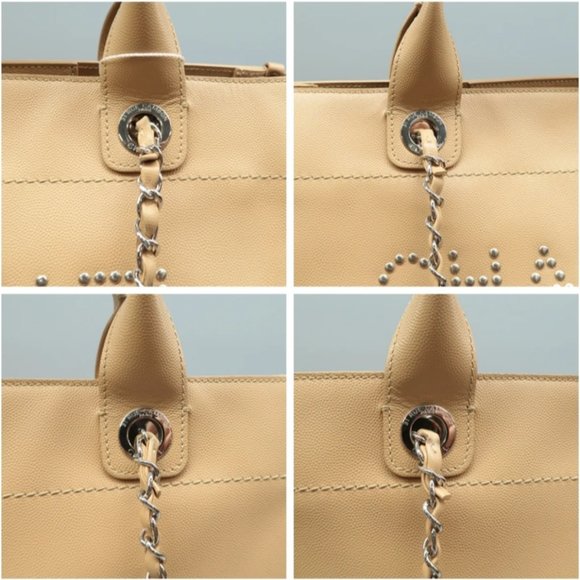 100% Authentic CHANEL DeauVille Beige Leather Satchel Bag - Picture 2 of 9